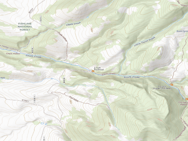 USGS topographic map of South Creek (Lower) Trailhead