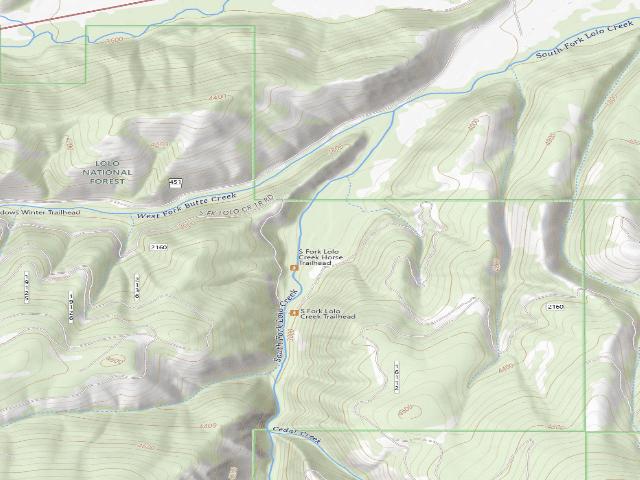 USGS topographic map of South Fk Lolo Creek Horse T