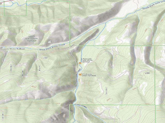 USGS topographic map of South Fk Lolo Creek Horse Th
