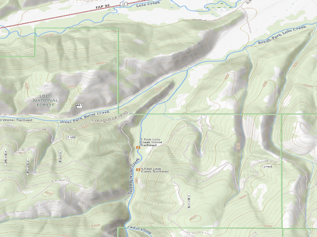 USGS topographic map of South Fk Lolo Creek Horse Th