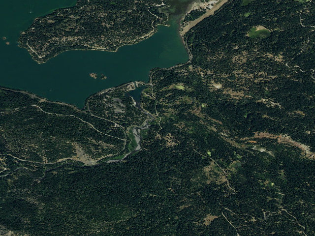 Aerial image of South Fork Bay Campground