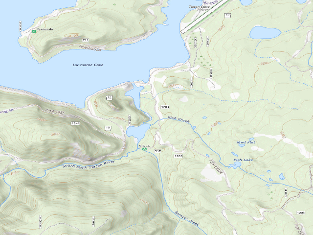 USGS topographic map of South Fork Bay Campground