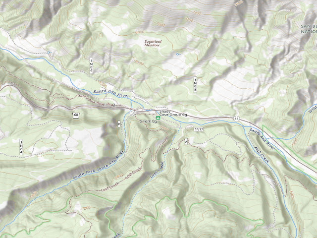 USGS topographic map of South Fork Campground
