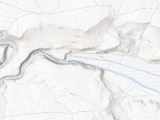 USGS topographic map of South Fork Owyhee River Recreation Area