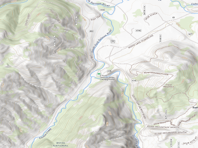 USGS topographic map of South Fork Salmon River Campground