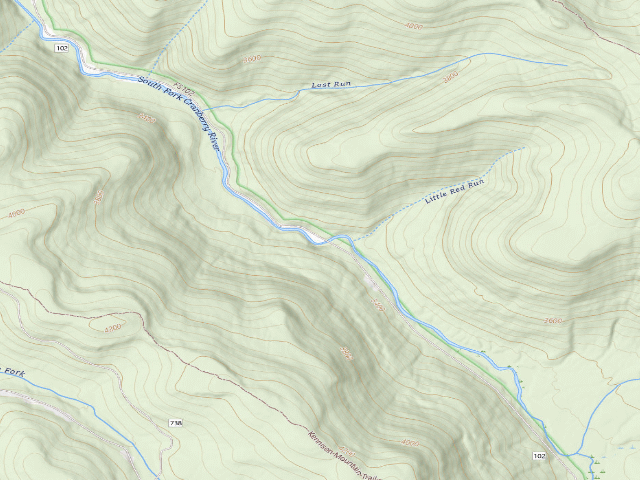 USGS topographic map of South Fork Shelter