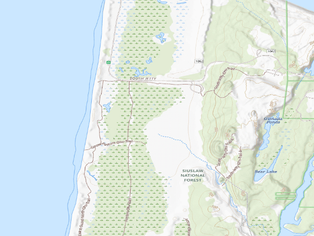 USGS topographic map of South Jetty Sand Camping site 5