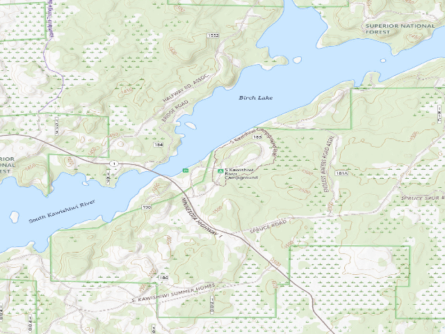 USGS topographic map of South Kawishiwi Campground