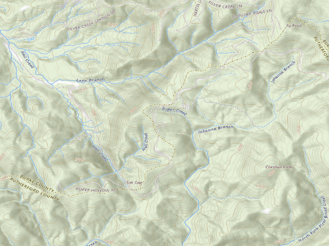 USGS topographic map of South Mountains Game Land camping area #1
