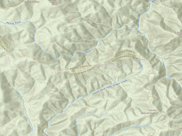 USGS topographic map of South Mountains Game Land camping area #2