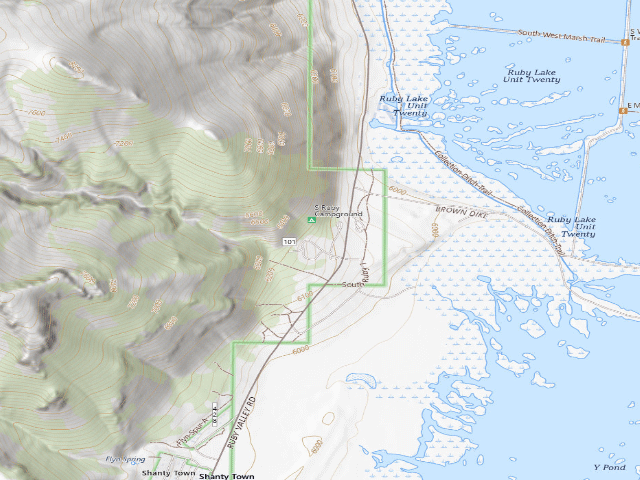 USGS topographic map of South Ruby Campground