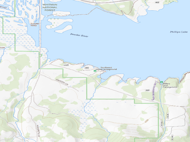 USGS topographic map of Southwest Shore Campground