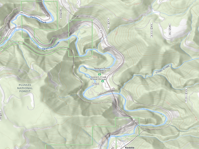 USGS topographic map of Spanish Creek (Family Cg)