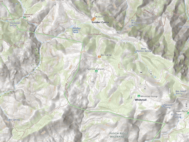 USGS topographic map of Spencer Canyon Campground