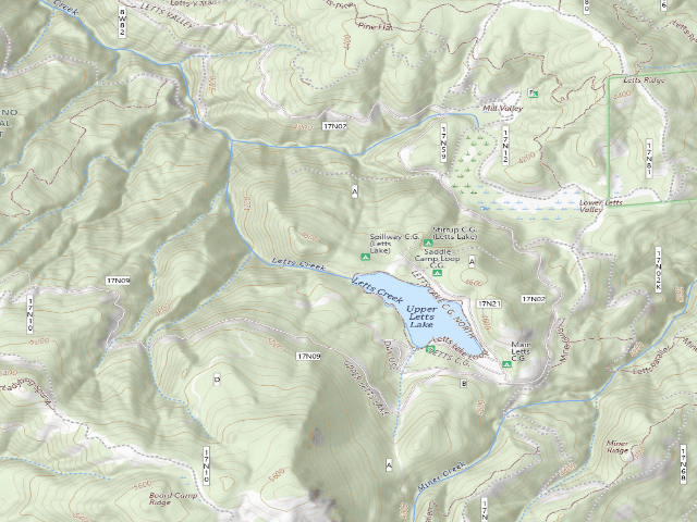 USGS topographic map of Spillway C.G. (Letts Lake)