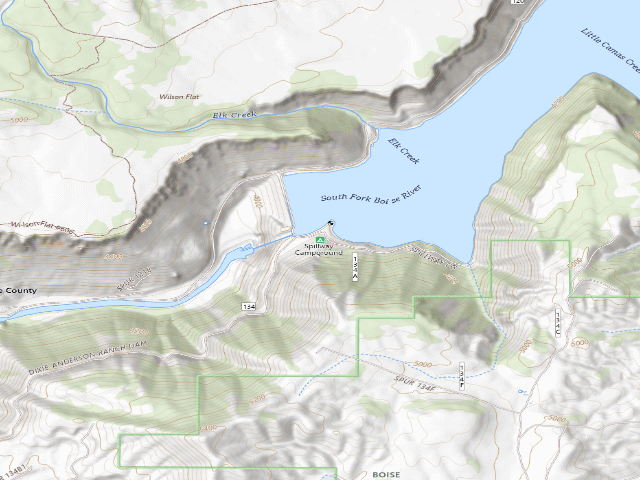 USGS topographic map of Spillway Campground