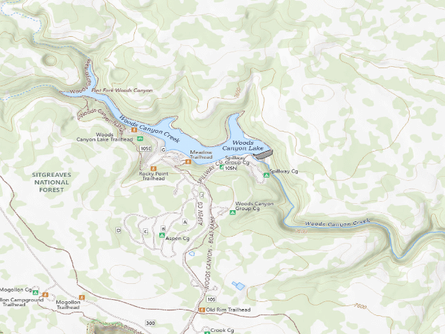 USGS topographic map of Spillway Group Campground