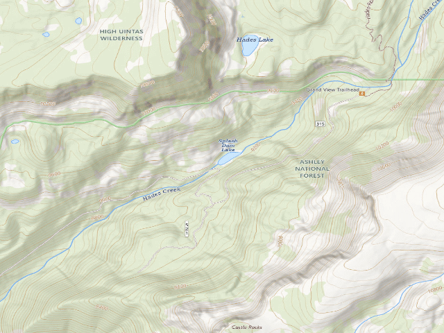 USGS topographic map of Splash Dam Campsite Camping Area