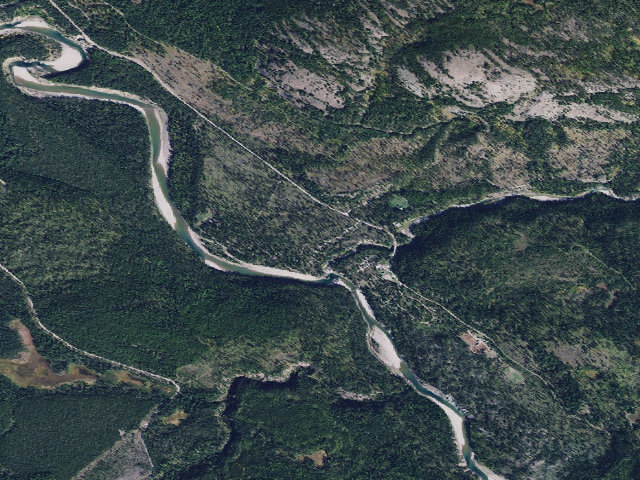 Aerial image of Spotted Bear Campground