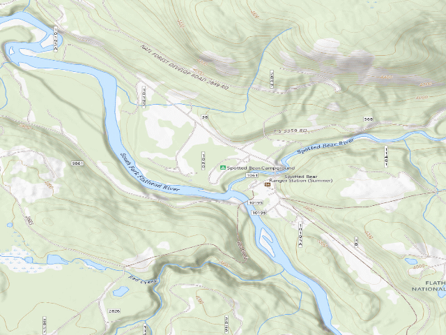 USGS topographic map of Spotted Bear Campground