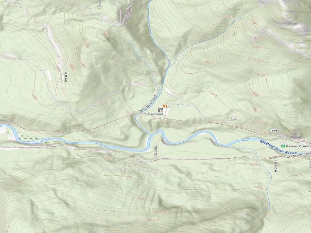 USGS topographic map of Spotted Bear Falls