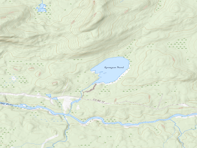 USGS topographic map of Sprague Pond Designated Tent Site #2 [DEC #11288] (Blue Ridge Wilderness)