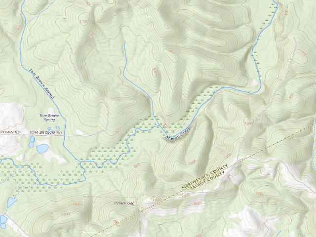 USGS topographic map of Sprewell Bluff WMA - Devil's Backbone Campground