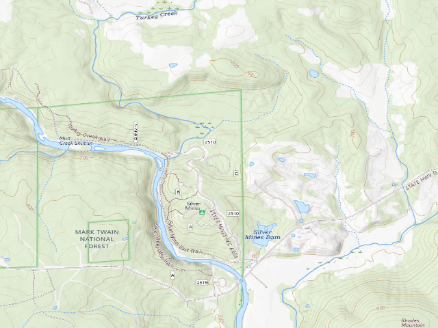 USGS topographic map of Spring Branch Overflow Campground