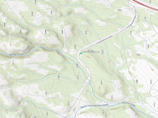 USGS topographic map of Spring Creek Campground