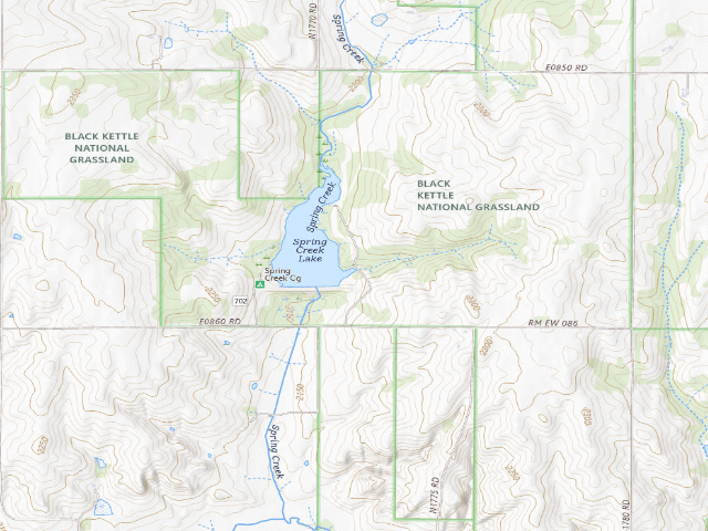 USGS topographic map of Spring Creek Eastside Camp Area