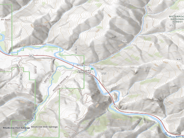 USGS topographic map of Spring Gulch Campground