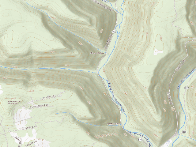 USGS topographic map of Sproul State Forest roadside campsite 020 Mudlick (LHBYWC Mudlick Campsite #20)