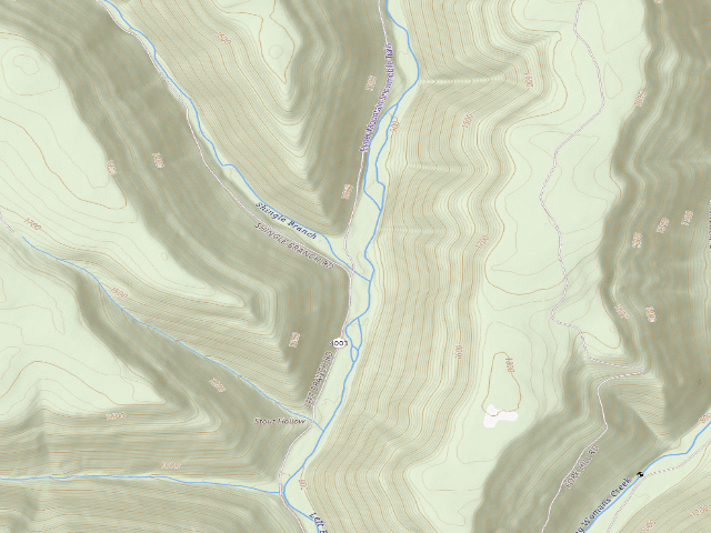 USGS topographic map of Sproul State Forest roadside campsite 023 (LHBYWC After Shingle Branch Bridge Campsite #23)