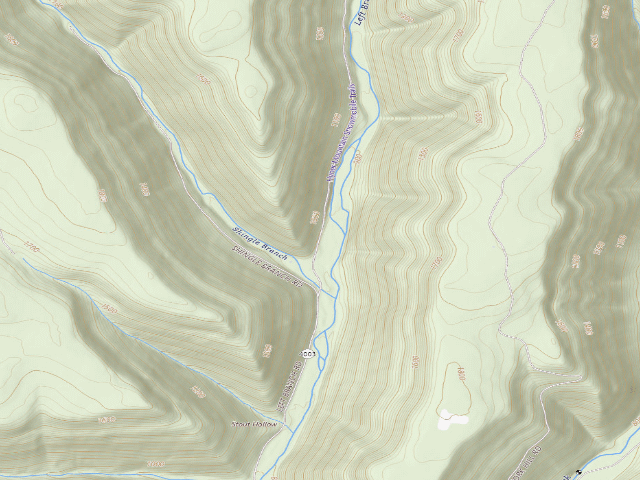 USGS topographic map of Sproul State Forest roadside campsite 024 Shingle Branch (LHBYWC Shingle Branch Site #24)