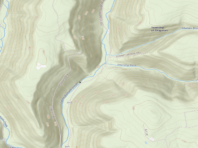 USGS topographic map of Sproul State Forest roadside campsite 027 Laurelly Fork