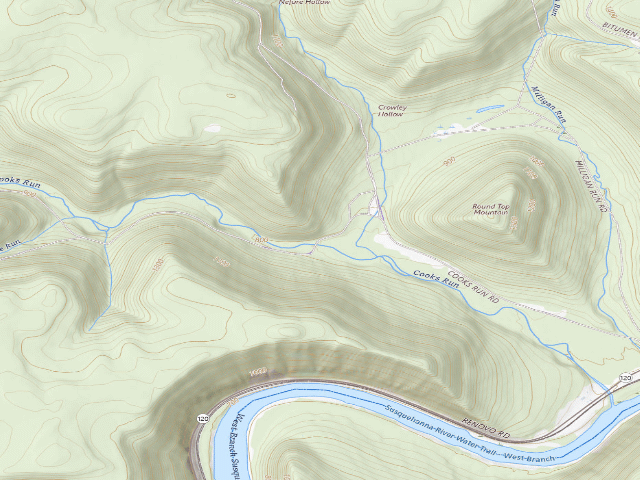 USGS topographic map of Sproul State Forest roadside campsite CR001