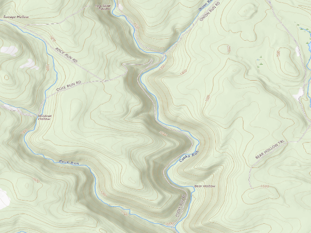 USGS topographic map of Sproul State Forest roadside campsite CR002