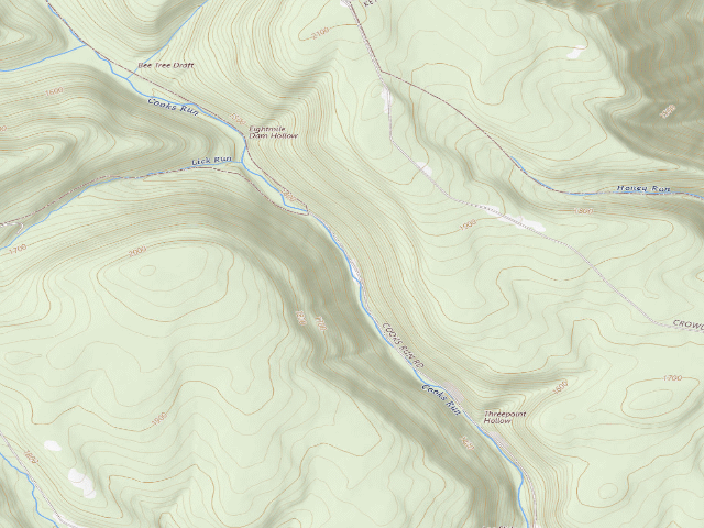 USGS topographic map of Sproul State Forest roadside campsite CR003