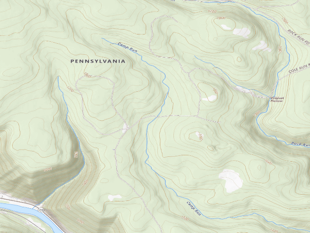USGS topographic map of Sproul State Forest roadside campsite CR004