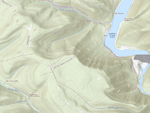 USGS topographic map of Sproul State Forest roadside campsite CR006