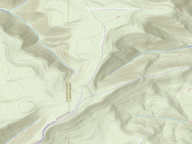 USGS topographic map of Sproul State Forest roadside campsite CR008
