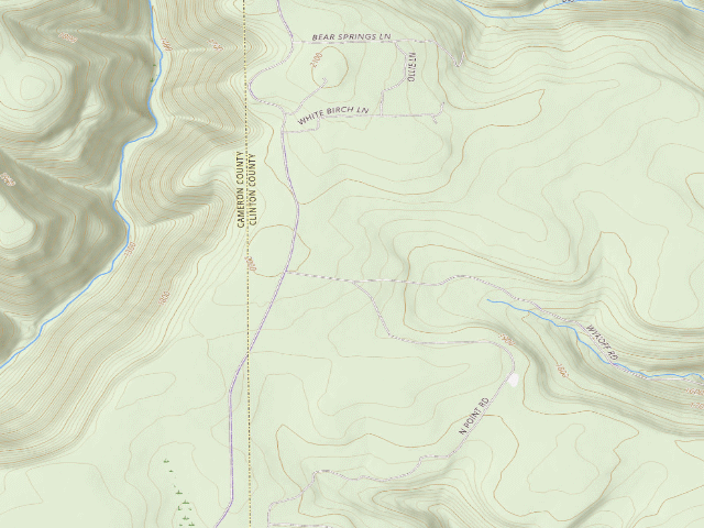 USGS topographic map of Sproul State Forest roadside campsite CR009
