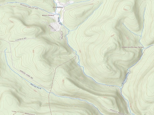 USGS topographic map of Sproul State Forest roadside campsite CR011