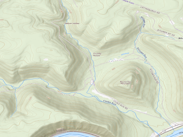 USGS topographic map of Sproul State Forest roadside campsite CR013
