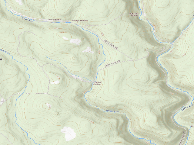 USGS topographic map of Sproul State Forest roadside campsite CR014