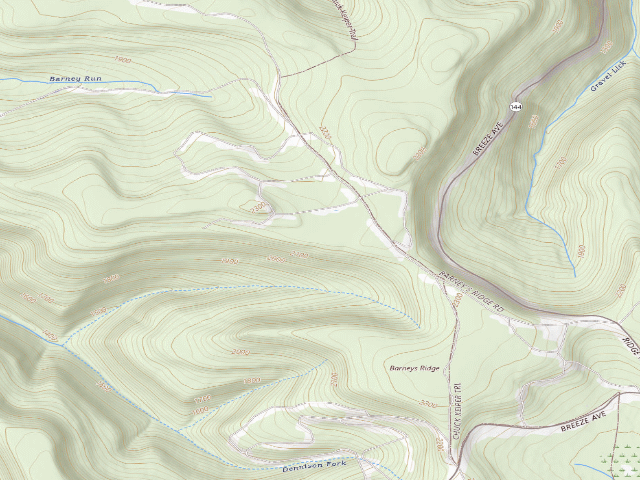 USGS topographic map of Sproul State Forest roadside campsite CR017