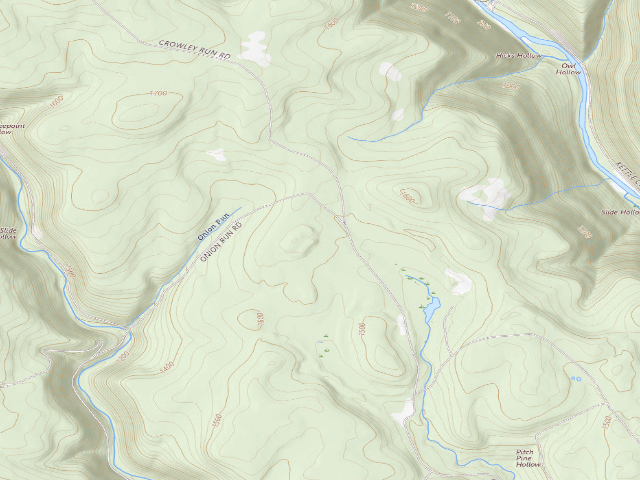 USGS topographic map of Sproul State Forest roadside campsite CR019