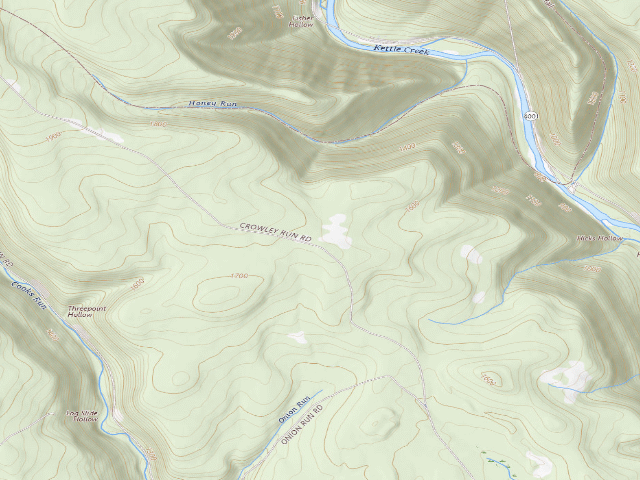 USGS topographic map of Sproul State Forest roadside campsite CR020