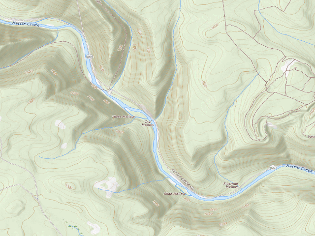 USGS topographic map of Sproul State Forest roadside campsite CR021