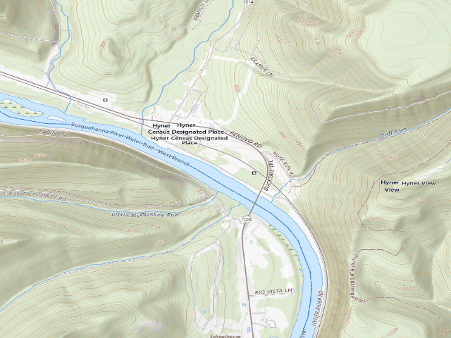 USGS topographic map of Sproul State Forest roadside campsite HY030